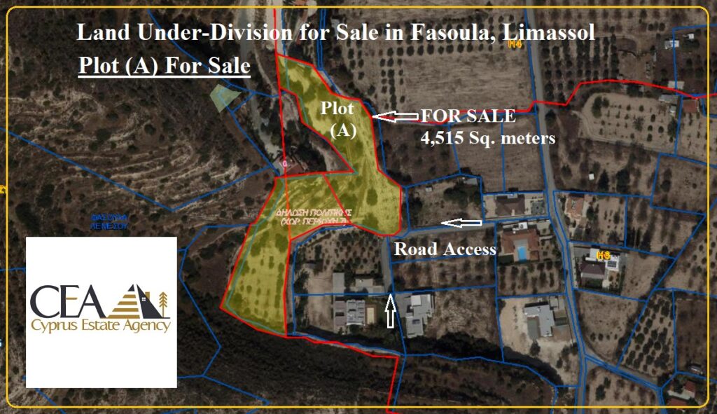 Land with Almond, Carob and Olive Trees Under-Division for Sale in Fasoula, Limassol,