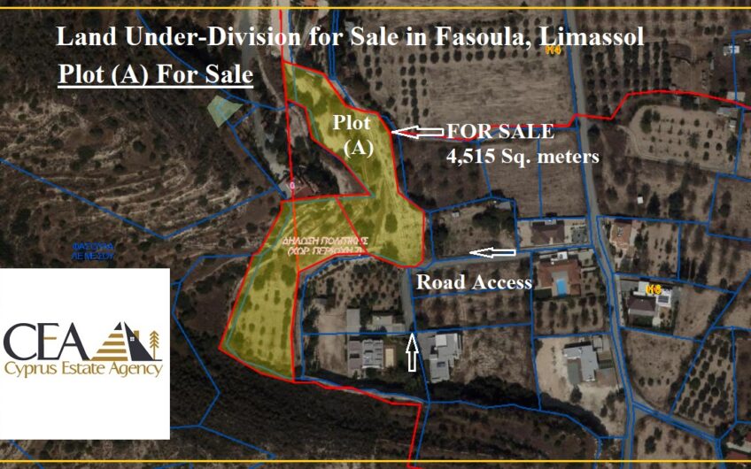 Land with Almond, Carob and Olive Trees Under-Division for Sale in Fasoula, Limassol,