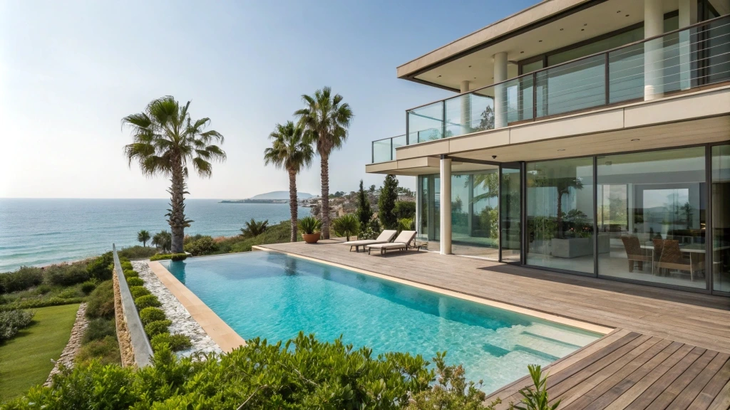 Stunning villa with pool overlooking the sea in Larnaka