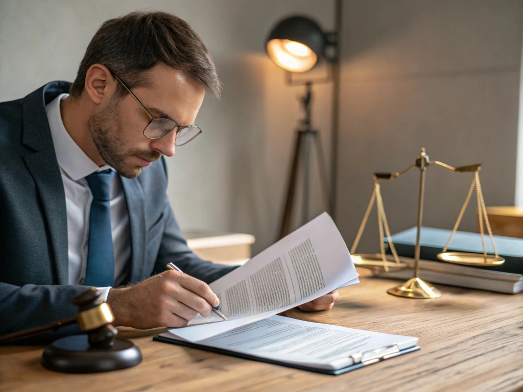 legal advisor reviewing documents